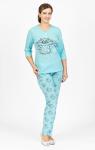 Костюм домашний с брюками, принт, голубой (596-3)