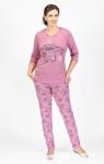Костюм домашний с брюками, принт, сухая роза (596-1)