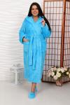 Халат велсофт длинный капюшон ХВ-0011- бирюза