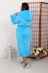 Халат велсофт длинный капюшон ХВ-0011- бирюза