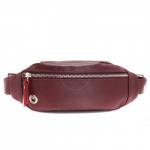 Сумка женская натуральная кожа Калита-77023-04 (на пояс),  1отдел,   (max обхват-108см)  бордо тулип (25)  217086