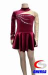 Платье для фигурного катания из бархата со вставкой и стразами (Артикул: 8704 )