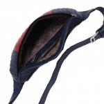 Сумка женская натуральная кожа Варвара-813-3 (поясная),  1отд,  ремень/пояс,  бордо крек/синий крек (4469)   221988