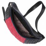 Сумка женская натуральная кожа Варвара-813-3 (поясная),  1отд,  ремень/пояс,  черный/красный/синий крек (4464)   221908