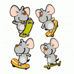 !Маг/Б 0954 "Мышка на скейте" 4цв 12/48шт