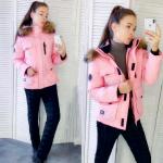 Болоневый костюм парка розовая и черные брюки DIM