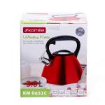 0651C Kamille Чайник 3л из нержавеющей стали со свистком и черной бакелитовой ручкой (красный)