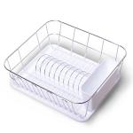 0763D Kamille Сушилка для посуды 37*33*13,5 см. из хромированной стали с поддоном (белый)