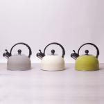 0679A Kamille Чайник 2.5л из нержавеющей стали со свистком и черной бакелитовой ручкой (салатовый, кофейный, бежь)