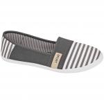 LKW084 Слипоны текстильные женские полоска серый/бежевый