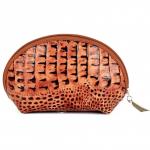 Косметичка Premier-F-91 натуральная кожа (1 отдел),  коричневый темный кайман (300)  150987