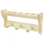 Полка для масел деревянная на 5 шт. 30х15х9 см, 3 крючка, липа (Россия)