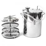 Коптильня горячего копчения "Аромат" 14л емкость для копчения, д24 см, h30 см, бытовая, в комплектации: шпагат, сетка, термометр, кассета, шланг для выхода дыма, щепа, нержавеющая сталь (Россия)