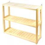 Полка деревянная 60х50х18 см, 3-х ярусная, с покрытием, настенное крепление (Россия)