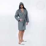 Халат запашной с капюшоном (серый)