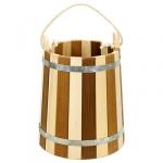 Ведро деревянное 16 л Емеля. Зебра, д 26 см, h 35 см, веревочные ручки, двойная металлическая обвязка, липа (Россия)