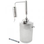 Дистиллятор премиум-классик из нержавеющей стали "Первач" 12 л, охладитель, клапан контроля избыточного давления, сухопарник, термометр (Россия)