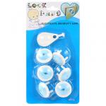 Заглушка в розетку пластмассовая, набор 6  штук + ключ, в блистере (Китай)