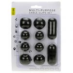 Держатель для кабеля на липучке 10 штук: 6,6х2,7х1,2 см - 2 штуки 3,4х3,4х1,6 см - 2 штуки 3,4х3,4х1,2 см - 2 штуки д 2,8х1,6 см - 4 штуки, силиконовый, Микс, в блистере (Китай)