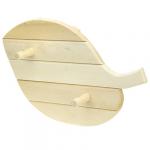 Вешалка-планка деревянная Лист вяза 42х27х10 см, 2 крючка, липа (Россия)