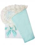 Зимний Конверт-одеяло на выписку "Королевский" (Тиффани бирюзовый с молочным кружевом)