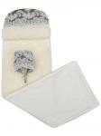 Зимний конверт-одеяло на выписку "Блюмарим" (серый с молочным кружевом, стразами на молнии)