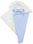 Зимний Конверт-одеяло на выписку "Милан" (голубой с молочным кружевом)
