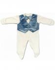 Комплект на выписку "Маркиз" комбинезон с голубой жилеткой (велюр) и бабочкой