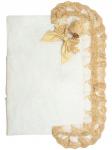 Летний конверт-одеяло на выписку "Королевский" (бежево-песочный с золотым кружевом)