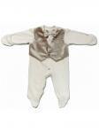 Комплект на выписку "Маркиз" комбинезон с бежевой жилеткой (велюр) и бабочкой