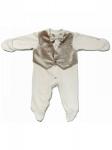 Комплект на выписку "Маркиз" комбинезон с бежевой жилеткой (велюр) и бабочкой