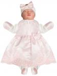 Комплект на выписку "Принцесса" АТЛАС комбинезон и платье (нежно розовое с розовым кружевом)