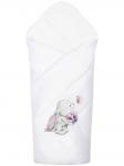 Конверт-одеяло на выписку "Зайчонок" (белое, принт без кружева)