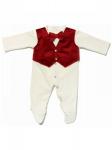 Комплект на выписку "Маркиз" комбинезон бургундия с жилеткой (велюр) и бабочкой