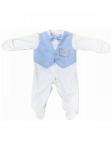 Комплект на выписку "Принц" комбинезон с голубой жилеткой, бабочкой и стразами
