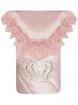 Летний конверт-одеяло на выписку "Империя" нежно-розовый атлас с розовым кружевом и большой короной на липучке