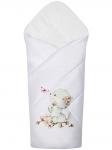 Летний конверт-одеяло на выписку "Киска с бабочкой" (белое, принт без кружева)
