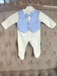 Комплект на выписку "Маркиз" комбинезон с голубой жилеткой и бабочкой
