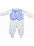 Комплект на выписку "Маркиз" комбинезон с голубой жилеткой и бабочкой