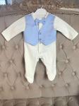 Комплект на выписку "Маркиз" комбинезон с голубой жилеткой и бабочкой