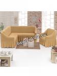Чехол для мягкой мебели DO&CO 2 пр., угловой диван и кресло, 100% ПЭ,медовый
