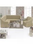 Чехол для мягкой мебели DO&CO 2 пр., угловой диван и кресло, 100% ПЭ,молочный