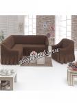 Чехол для мягкой мебели DO&CO 2 пр., угловой диван и кресло, 100% ПЭ,шоколадный