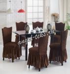 Чехлы на стулья DO&CO 6 пр., 100% ПЭ, шоколадный