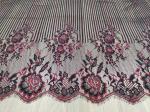 Гипюр с ресничками BJ028 чёрный/винный (150 см х300 см)