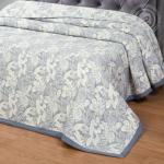 Жаккардовое покрывало (хлопок) Ясмина сине-серое