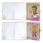 Блокнот А5 (133х178мм), 56л, твердый, линия, замок, блестки, BRAUBERG, Стильная девчонка, 123542