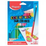 Карандаши двухцветные MAPED (Франция) "Color Pep's" 18 шт, 36 цв, трехгранные, двусторонние, 829601