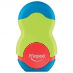 Точилка MAPED "Loopy", со стирательной резинкой, с контейнером, корпус цветной ассорти, 049121