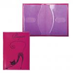 Обложка для паспорта BEFLER "Изящная кошка" натур. кожа, тиснение, фиолетовая, O.31.-1, ш/к-72687